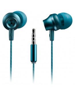 Stereo earphones with microphone, metallic shell,