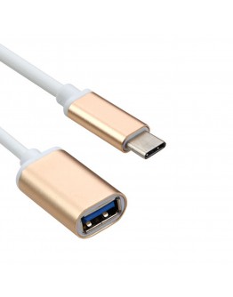 Кабел, DeTech, USB Type-C към USB 3.0 F, Златист - 18291