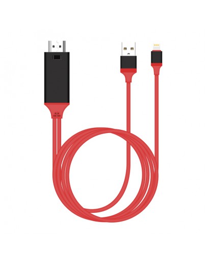 Кабел Earldom ET-W5,  Lightning MHL - HDMI + USB, 2.0m, Червен - 14931