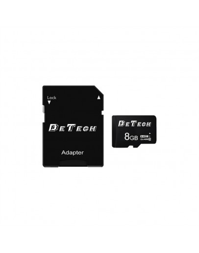 Карта памет DeTech Micro SDHC-I, 8GB, Class 10 + Адаптер - 62042