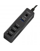 USB хъб Earldom ET-HUB07, USB 3.0, 4 Порта, Черен - 40172