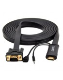 Кабел DeTech HDMI - VGA, 1.8m, Flat, с аудио кабел -18229