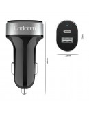 Зарядно устройство за кола Earldom ES-CC14, 1xUSB, 1xType-C, С PD Lightning кабел, Черен - 40245