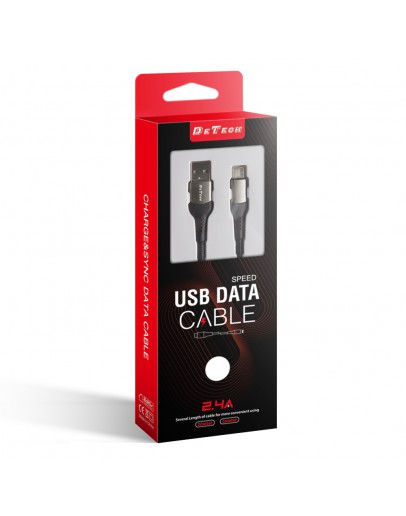 Кабел за данни DeTech DE-43M2, Micro USB, 2.0m, Черен - 40259