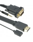 Кабел No brand, HDMI - VGA, 3m, Flat, с аудио кабел -18261