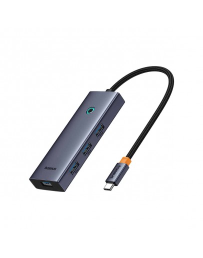 USB хъб Baseus UltraJoy, 5 Порта, Type-C към 4xUSB 3.0, PD, 0.22m, Сив - 12076