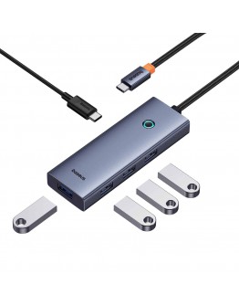 USB хъб Baseus UltraJoy, 5 Порта, Type-C към 4xUSB 3.0, PD, 0.22m, Сив - 12076