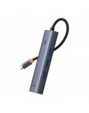 USB хъб Baseus UltraJoy, 5 Порта, Type-C към 3xUSB 3.0, RJ45, PD Сив - 12071