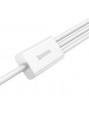 Кабел за зареждане Baseus Superior, 3 в 1, Micro USB, Lightning, Type-C, 1.0m, Бял - 40438