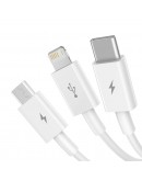 Кабел за зареждане Baseus Superior, 3 в 1, Micro USB, Lightning, Type-C, 1.0m, Бял - 40438