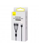 Кабел за зареждане Baseus StarSpeed, 3 в 1, Micro USB, Lightning, Type-C, 0.6m, Черен - 40439