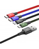 Кабел за зареждане Baseus Fast, 4 в 1, Micro USB, Lightning, 2 x Type-C, 1.2m, Черен - 40494