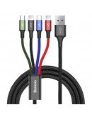 Кабел за зареждане Baseus Fast, 4 в 1, Micro USB, 2 x Lightning, Type-C, 1.2m, Черен - 40493