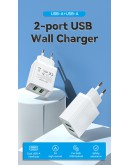 Vention бързо зарядно Fast Charger 2 x QC3.0 18W White - FBAW0