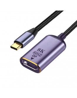 Преходник DeTech, USB-C – DP, 8K, 60Hz, Сив - 17840