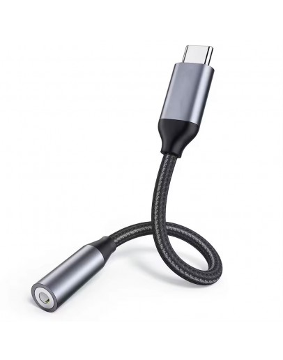 Преходник DeTech, USB-C – 3.5mm (F), Сив - 17833