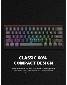 Marvo геймърска клавиатура Gaming Mechanical keyboard 61 keys TKL - KG962G - RED switches, RGB