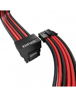 1stPlayer модулен кабел Custom Sleeved Modding Cable Black/Red - PCIe 5.0 12VHPWR M/M - FM2-B-BR