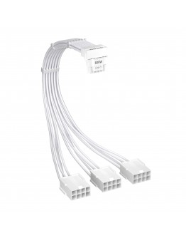 1stPlayer удължителен кабел Custom Sleeved Modding Cable White - 3 x PCIe 8-pin to 12VHPWR - FM3-B-WH