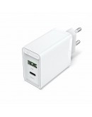 Vention бързо зарядно Fast Charger Wall - QC4.0, PD Type-C + QC3.0 USB A, 20W White - FBBW0