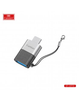 Преходник Earldom ET-OT72, USB (F) към Type-C, OTG, Черен - 40366