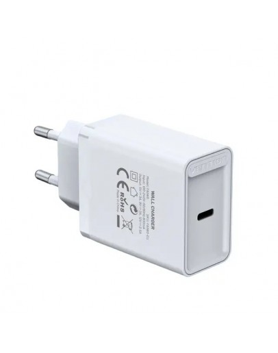 Vention бързо зарядно Fast Charger Wall - QC4.0, PD3.0 Type-C, 30W White - FAIW0