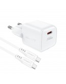 Acefast Универсално зарядно за стена Charger Wall GaN PD20W - A73 Mini with 1.2m cable - USB-C x 1, White