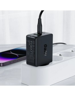 Acefast Универсално зарядно за стена Charger Wall GaN PD65W - A41 - USB-C x 2, USB-A x 1, Black