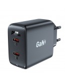 Acefast Универсално зарядно за стена Charger Wall GaN PD35W - A49 - USB-C x 2, Black