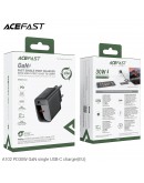 Acefast Универсално зарядно за стена Charger Wall GaN PD30W - A102 - USB-C x 1, Black