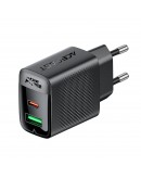 Acefast Универсално зарядно за стена Charger Wall GaN PD 30W - A98 - USB-C x 1, USB-A x 1, Black