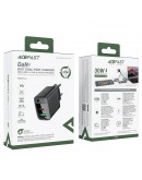 Acefast Универсално зарядно за стена Charger Wall GaN PD 30W - A98 - USB-C x 1, USB-A x 1, Black