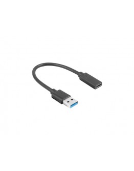 Lanberg USB-C (F) -> USB-A(M) cable 0.15 m, black