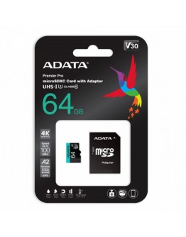 ADATA 64GB MicroSDXC UHS-I U3 V30S (with adapter)