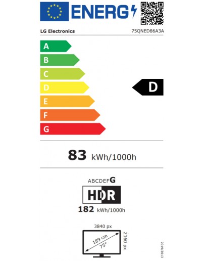 LG 75QNED86A3A, 75 4K QNED HDR Smart TV, 3840x2160