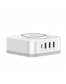 Безжично зарядно устройство LDNIO, 32W, Qi, 1 x Type-C F, 3 x USB F, PD, QC, PPS, Бял - 40294