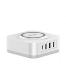 Безжично зарядно устройство LDNIO, 32W, Qi, 1 x Type-C F, 3 x USB F, PD, QC, PPS, Бял - 40294