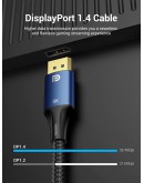 Vention кабел Display Port 1.4 DP M / M 8K 1m - Cotton Braided, Blue Aluminum Alloy - HCELF