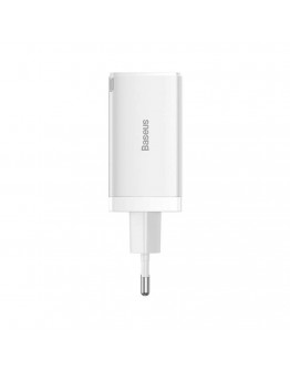 Мрежово зарядно устройство Baseus GaN5 Pro Fast, 65W, С PD кабел, Бял - 40410