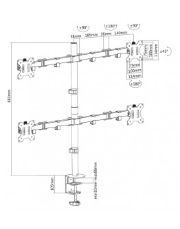 Neomounts Flat Screen Desk Mount (clamp/grommet) f