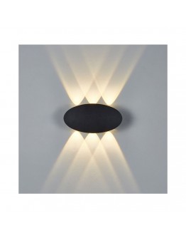 Фасадна лампа аплик DeTech , 6*1W, 4000K, IP44, Овал, Черен - 77032