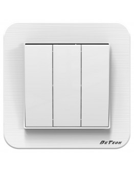 Троен електрически ключ DeTech DE-9223-03, С рамка, схема 1, 10А, 250V, За вграждане, IP20, Бял - 75030