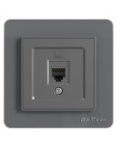 Единична розетка за компютър DeTech DE-6008-61, RJ45, Cat5E, За вграждане, IP20, Сив - 75024