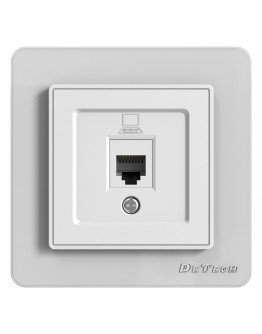 Единична розетка за компютър DeTech DE-6008-61, RJ45, Cat5E, За вграждане, IP20, Бял - 75006