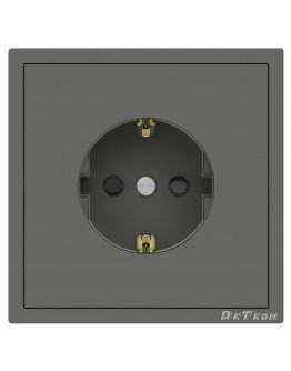 Единичен електрически контакт DeTech DE-9227-42, С рамка, Шуко, За вграждане, 16А, 250V, IP20, Сив - 75138