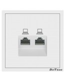 Двойна розетка за компютър DeTech DE-9227-62, RJ45, Cat5E, За вграждане, IP20, Бял - 75113