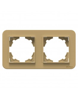 Двойна рамка DeTech DE-9223-82, Хоризонтална, За вграждане, 151x80, Златист - 75054