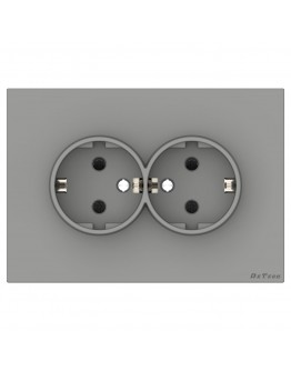 Двоен електрически контакт DeTech DE-9225-52, Шуко, За вграждане, 16А, 250V, IP20, Сив - 75100