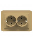 Двоен електрически контакт DeTech DE-9223-52, С рамка, Шуко, За вграждане, 16А, 250V, IP20, Златист - 75049