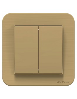 Двоен електрически ключ DeTech DE-9223-02, С рамка, схема 5, 10А, 250V, За вграждане, IP20, Златист - 75044